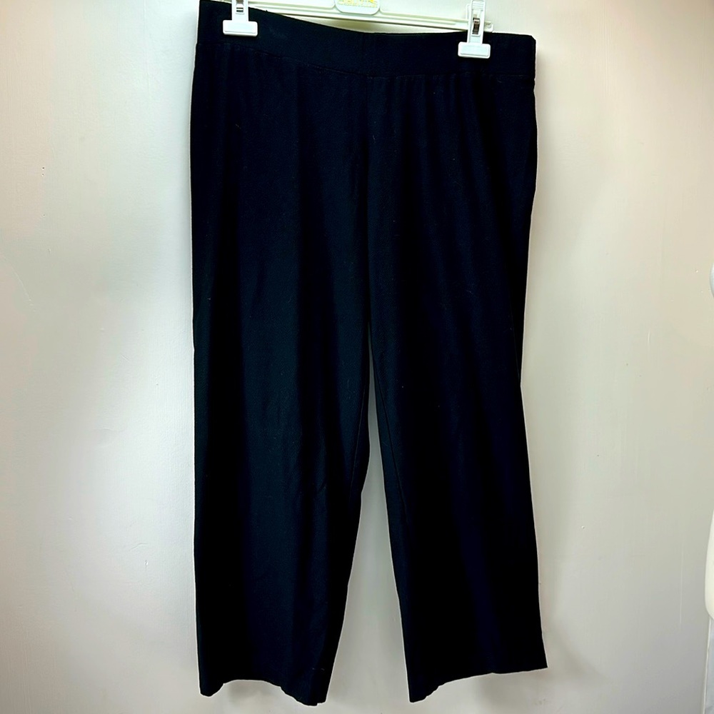 Eileen Fisher black Petite Large crepe wide leg crop